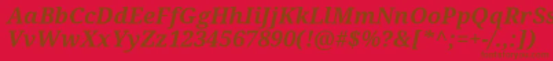 Notoserif Bolditalic-Schriftart – Braune Schriften auf rotem Hintergrund