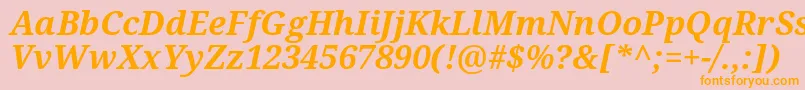 Notoserif Bolditalic-Schriftart – Orangefarbene Schriften auf rosa Hintergrund