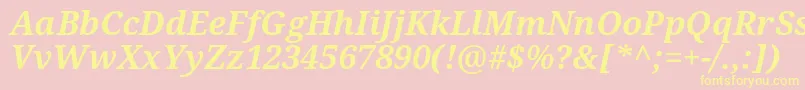 Notoserif Bolditalic-Schriftart – Gelbe Schriften auf rosa Hintergrund