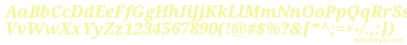 Notoserif Bolditalic-Schriftart – Gelbe Schriften auf weißem Hintergrund