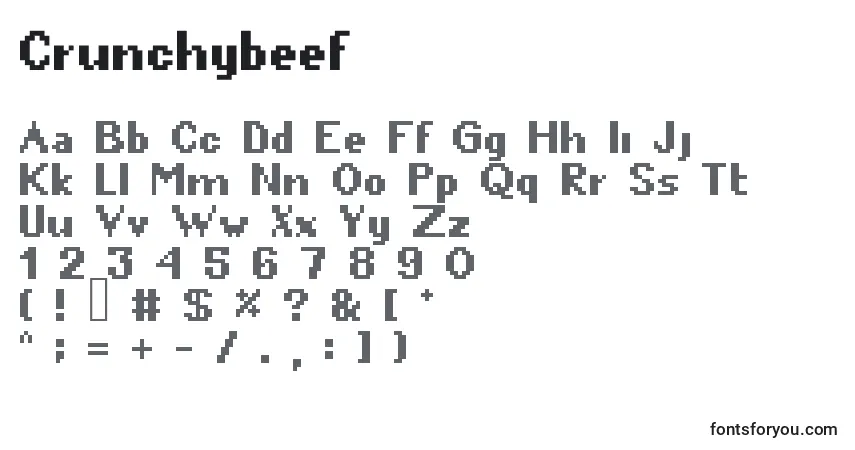 Schriftart Crunchybeef – Alphabet, Zahlen, spezielle Symbole