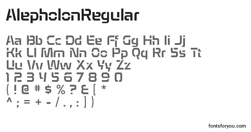A fonte AlepholonRegular – alfabeto, números, caracteres especiais