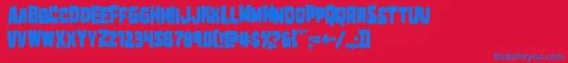 Marshthingcond-Schriftart – Blaue Schriften auf rotem Hintergrund