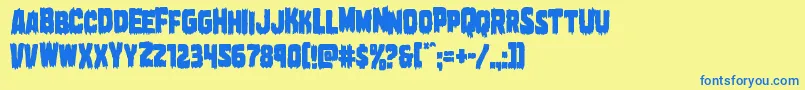 フォントMarshthingcond – 青い文字が黄色の背景にあります。