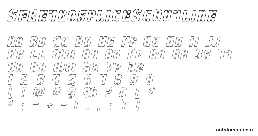 Czcionka SfRetrospliceScOutline – alfabet, cyfry, specjalne znaki