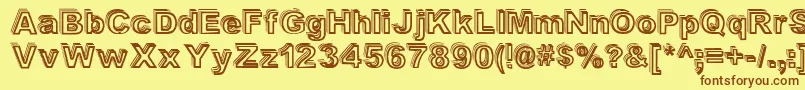 フォントValeshad – 茶色の文字が黄色の背景にあります。