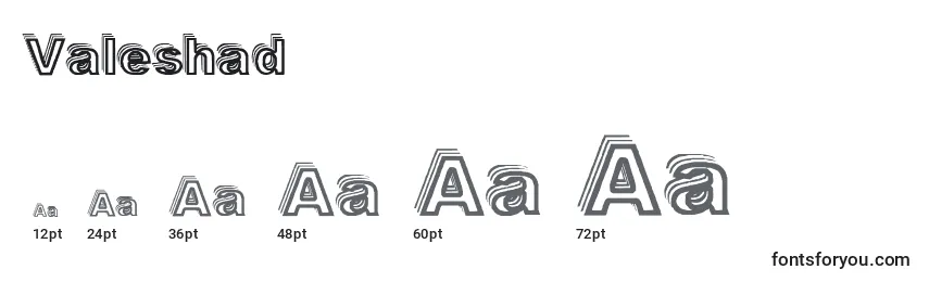 Valeshad Font Sizes