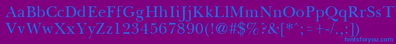 フォントBassetRegular – 紫色の背景に青い文字