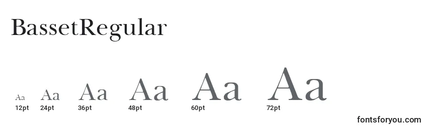 Размеры шрифта BassetRegular