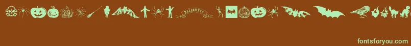 Saiba mais sobre a fonte VintageHalloween Fonte VintageHalloween – fontes verdes em um fundo marrom