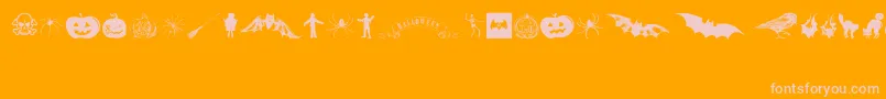 VintageHalloween-Schriftart – Rosa Schriften auf orangefarbenem Hintergrund