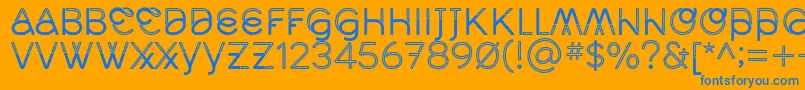 MidcaseRegline-Schriftart – Blaue Schriften auf orangefarbenem Hintergrund