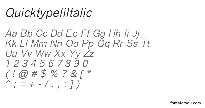 Fuente QuicktypeIiItalic - alfabeto, números, caracteres especiales
