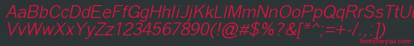 フォントQuicktypeIiItalic – 黒い背景に赤い文字