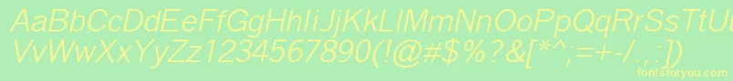 QuicktypeIiItalic Font – Yellow Fonts on Green Background