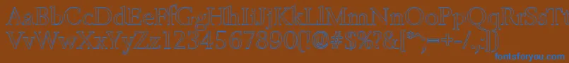 BelfastoutlineRegular-Schriftart – Blaue Schriften auf braunem Hintergrund