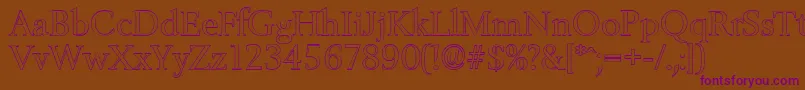 BelfastoutlineRegular-Schriftart – Violette Schriften auf braunem Hintergrund
