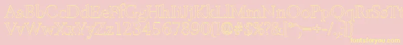 BelfastoutlineRegular-Schriftart – Gelbe Schriften auf rosa Hintergrund