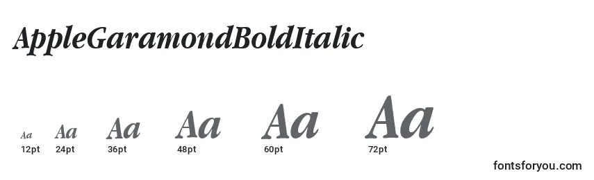 AppleGaramondBoldItalic Font Sizes