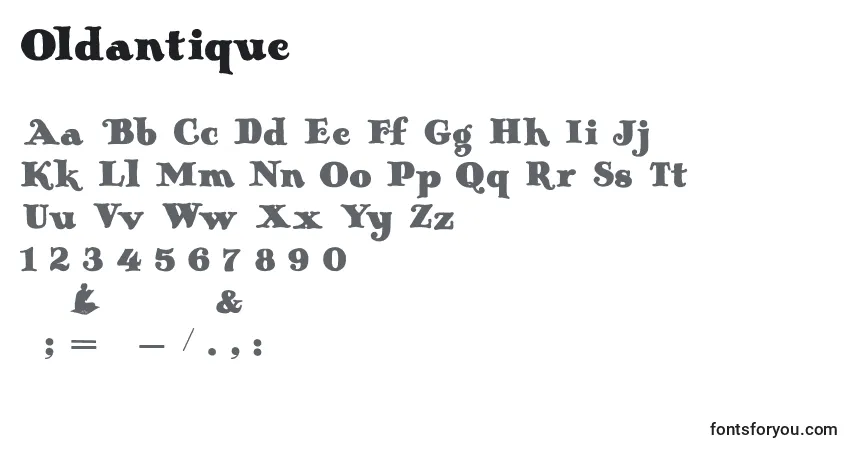 Czcionka Oldantique – alfabet, cyfry, specjalne znaki