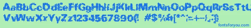 フォントBnRock – 青い文字は緑の背景です。