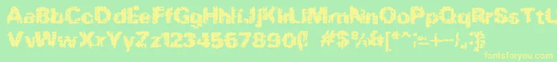 フォントBnRock – 黄色の文字が緑の背景にあります