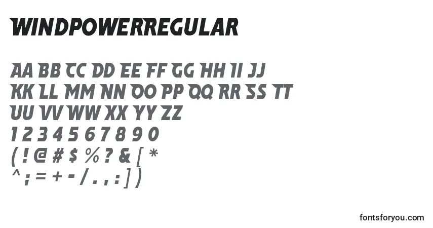 WindpowerRegular-fontti – aakkoset, numerot, erikoismerkit