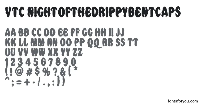 Vtc Nightofthedrippybentcaps-fontti – aakkoset, numerot, erikoismerkit