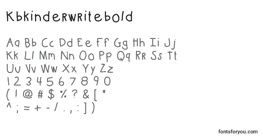 A fonte Kbkinderwritebold – alfabeto, números, caracteres especiais