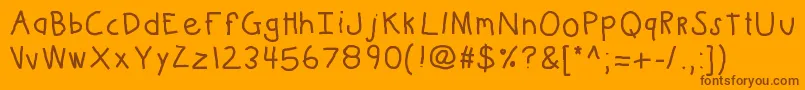 Kbkinderwritebold Font – Brown Fonts on Orange Background