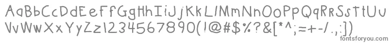 Kbkinderwritebold-fontti – harmaat kirjasimet valkoisella taustalla
