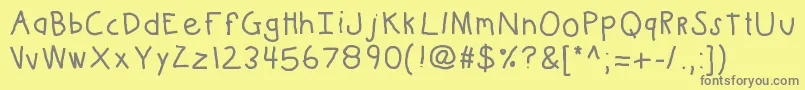Kbkinderwritebold Font – Gray Fonts on Yellow Background
