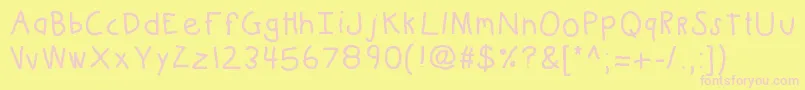 フォントKbkinderwritebold – ピンクのフォント、黄色の背景