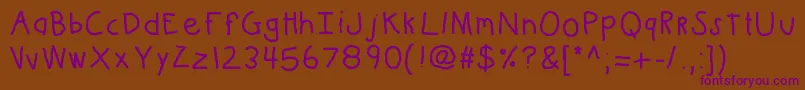 Kbkinderwritebold Font – Purple Fonts on Brown Background