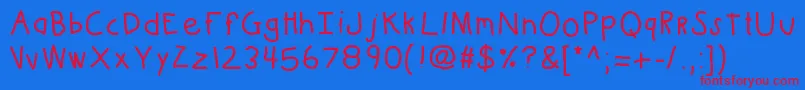 Czcionka Kbkinderwritebold – czerwone czcionki na niebieskim tle
