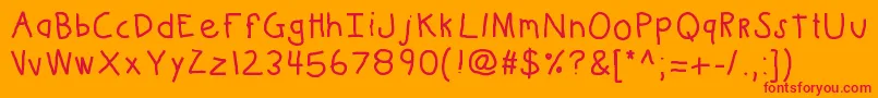 Kbkinderwritebold Font – Red Fonts on Orange Background