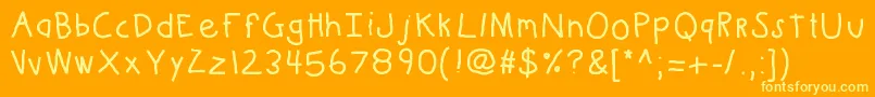 Kbkinderwritebold Font – Yellow Fonts on Orange Background