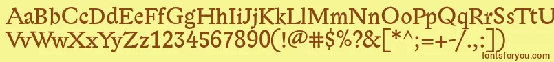 フォントLexongothic – 茶色の文字が黄色の背景にあります。