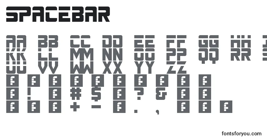 Schriftart Spacebar – Alphabet, Zahlen, spezielle Symbole