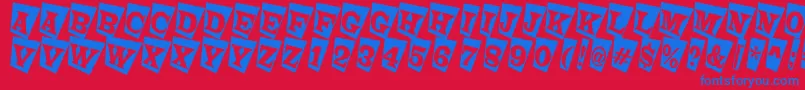 LatinotitulcmtwRegular-Schriftart – Blaue Schriften auf rotem Hintergrund