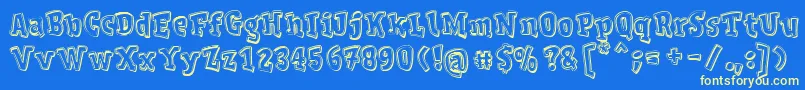 VDeVaciaDefharo Font – Yellow Fonts on Blue Background