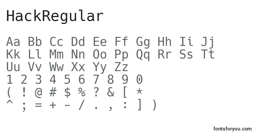 Fuente HackRegular - alfabeto, números, caracteres especiales