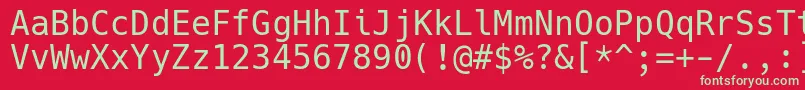 フォントHackRegular – 赤い背景に緑の文字