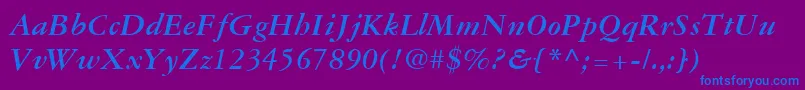 GaramondThreeLtBoldItalic Font – Blue Fonts on Purple Background