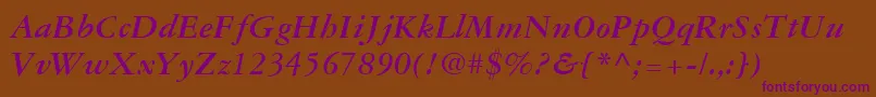 GaramondThreeLtBoldItalic Font – Purple Fonts on Brown Background