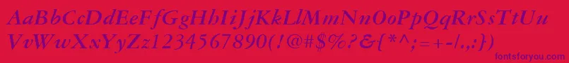 Шрифт GaramondThreeLtBoldItalic – фиолетовые шрифты на красном фоне