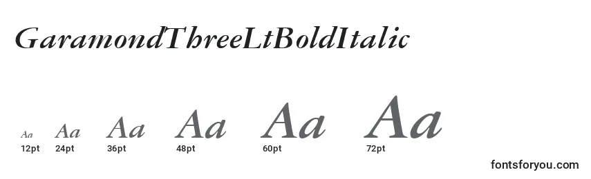 GaramondThreeLtBoldItalic Font Sizes