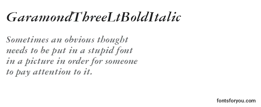 Review of the GaramondThreeLtBoldItalic Font