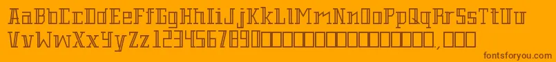 Barbershop-Schriftart – Braune Schriften auf orangefarbenem Hintergrund