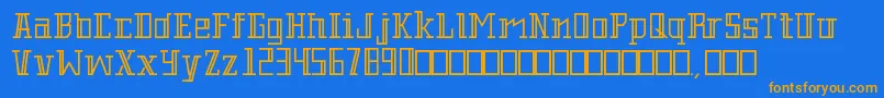 Barbershop-Schriftart – Orangefarbene Schriften auf blauem Hintergrund